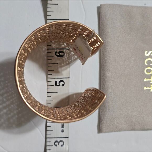 Kendra Scott JUDE Logo ROSE GOLD Wide Cuff Bracelet with Crystals New! - Picture 6 of 11